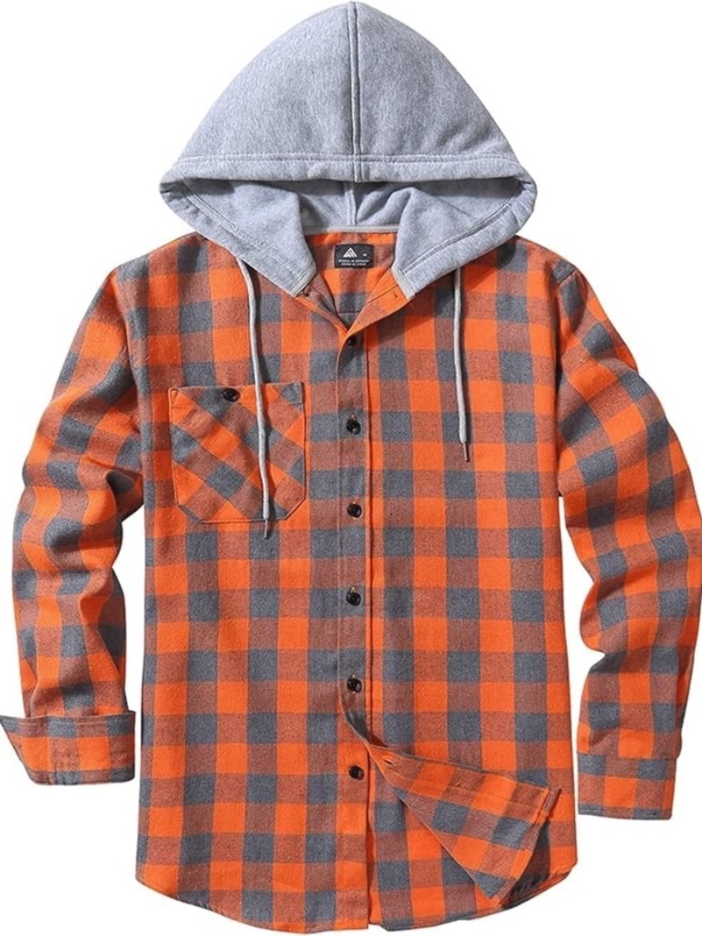 New SR Orange Gray Plaid Button Up Shirt Jacket Mens Size 3xl
